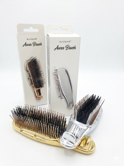 Blackomb Aura Brush, Szczotka Trychologiczna do Masażu i Mycia Skóry Głowy, Srebna - DS381