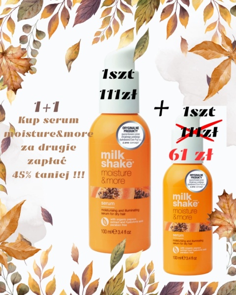 Milk Shake moisture & more serum Intensywne nawilżenie i blask dla Twoich suchych włosów. Kup 2, Zapłać za drugi 45% Taniej!