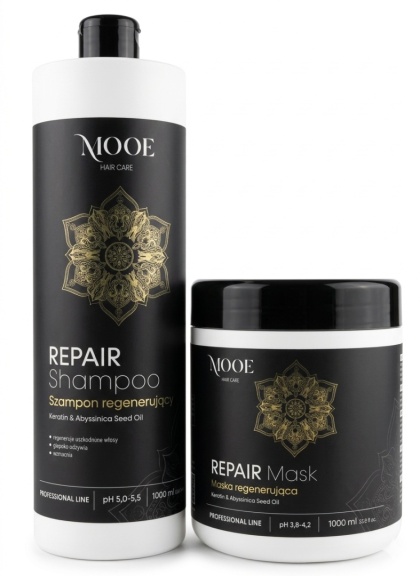 MOOE REPAIR ZESTAW REGENERUJĄCY Z KERATYNĄ - SZAMPON 1000ML + MASKA 1000ML