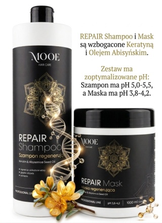 MOOE REPAIR ZESTAW REGENERUJĄCY Z KERATYNĄ - SZAMPON 1000ML + MASKA 1000ML